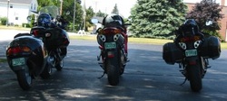 Motorcycle Touring in Wisconsin - Back of three lined up motorcycles